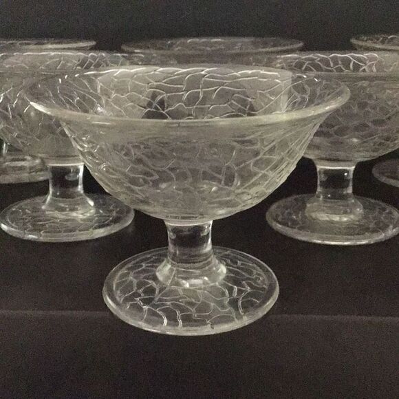 Sherbet glass cups by LE Smith crackle design set of seven - Picture 5 of 5